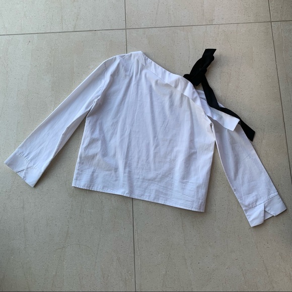 Pixie Market One Shoulder Tie White Shirt - Picture 7 of 7
